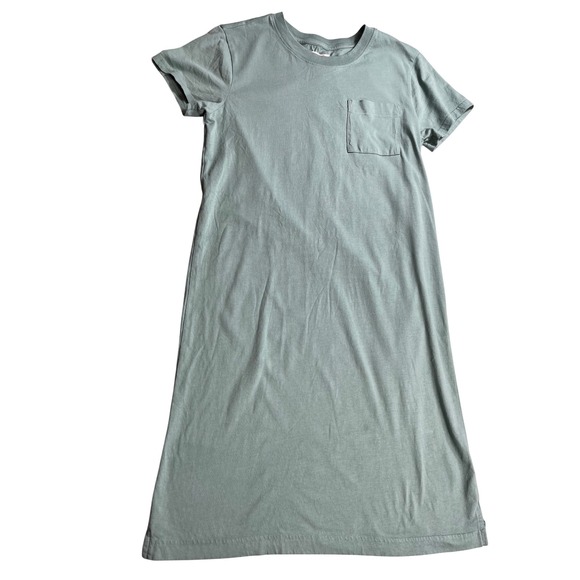 Pact Dresses & Skirts - Pact Women's Small Sage Green T Shirt Dress Organic Cotton Pocket Midi Casual